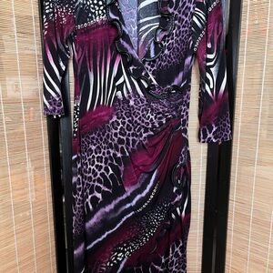 Frank Lyman Design Long Sleeve Dress in Purple and Black